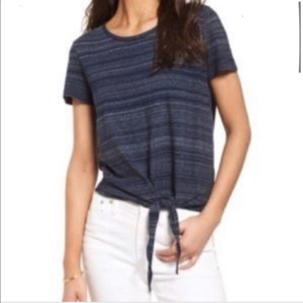 Madewell Blue‎ Heathered Tie Front T-Shirt / Sz S
